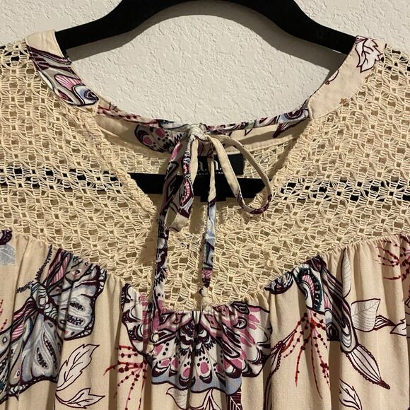 A.N.A Woman's Ivory Lace Top‎ Blouse All Over Butterfly Print Size XL 3/4 Sleeve - Picture 7 of 13